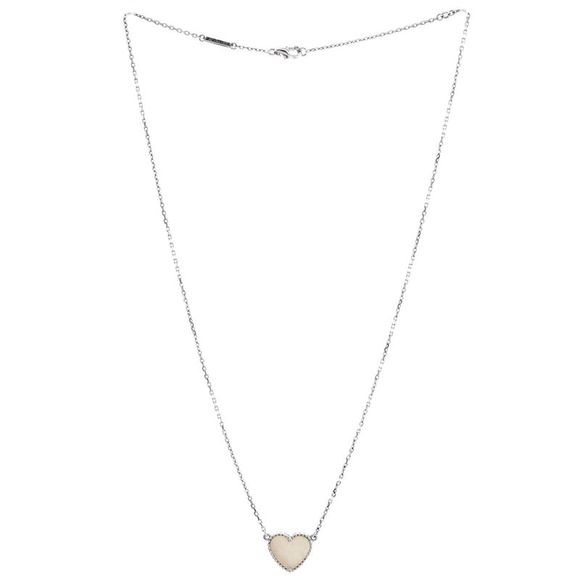 Van Cleef & Arpels Lucky Alhambra Heart Pendant Necklace 18K White Gold and Moth - Picture 2 of 3